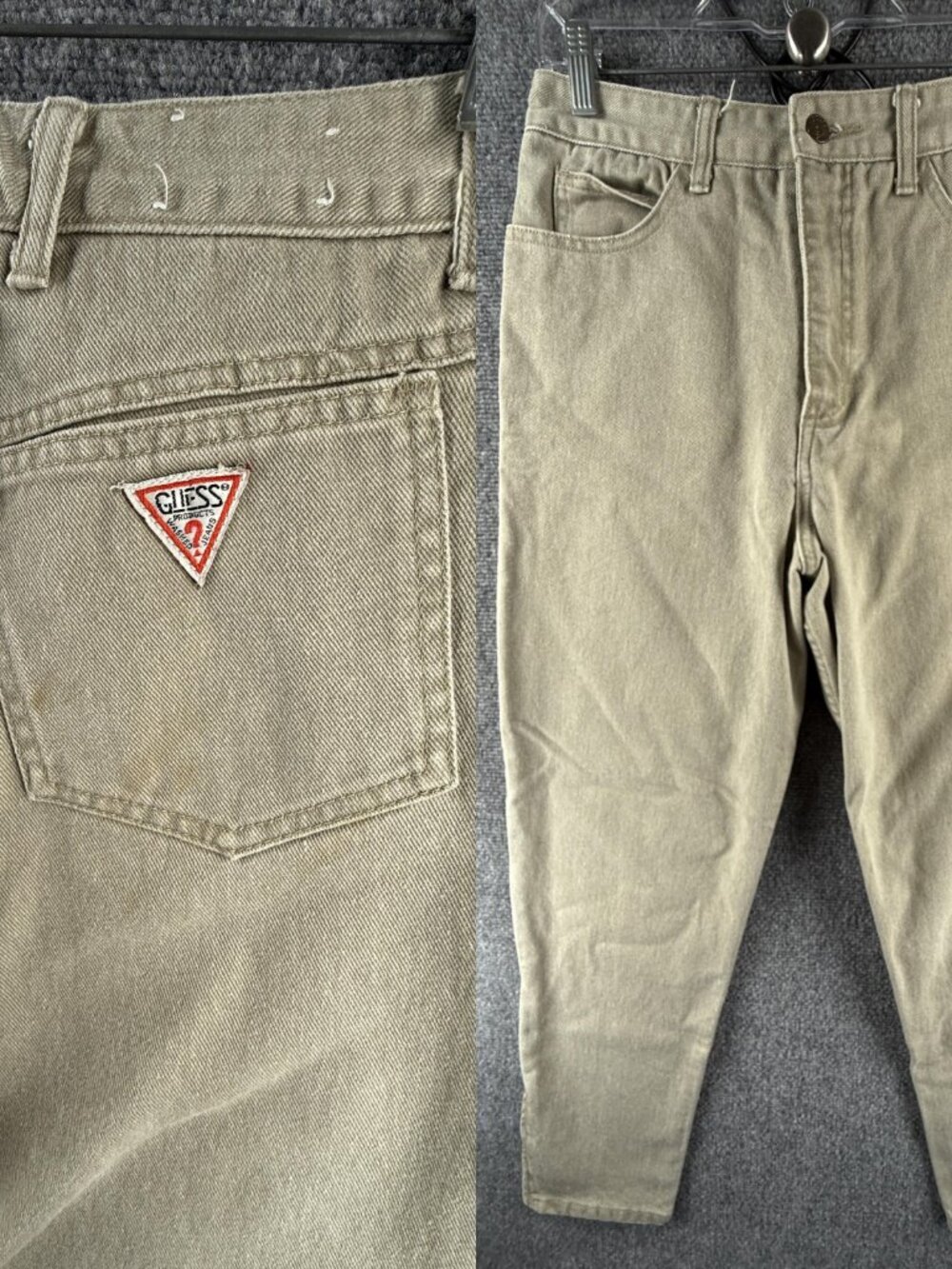 VTG Guess Jeans Women Georges Marciano Beige Tapered USA Made Adult ACTL 29X28